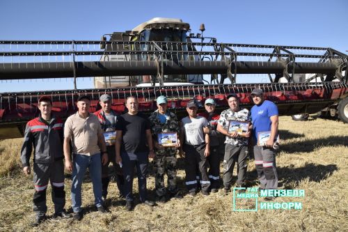 Мензелинские комбайнеры обмолачивают зерно на полях Азнакаева и Муслюмова