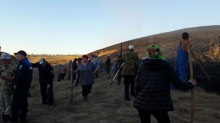 В Топасево все жители вышли тушить возгорание травы (ФОТО)