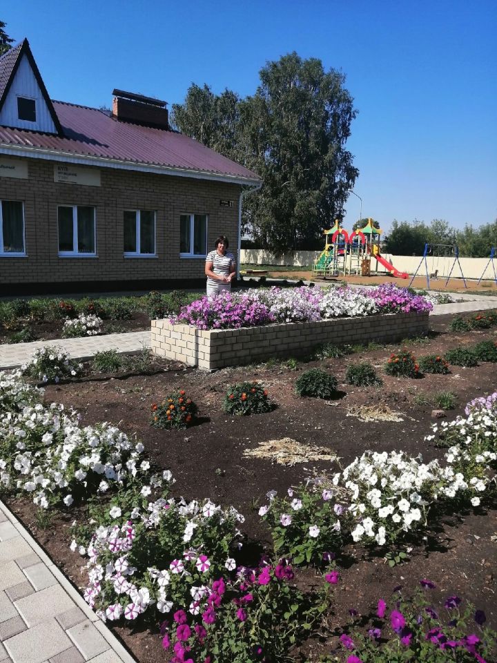 Село Старое Мазино украшают цветы, посаженные возле МФЦ