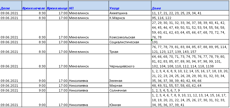 Расписание городских автобусов, межгород