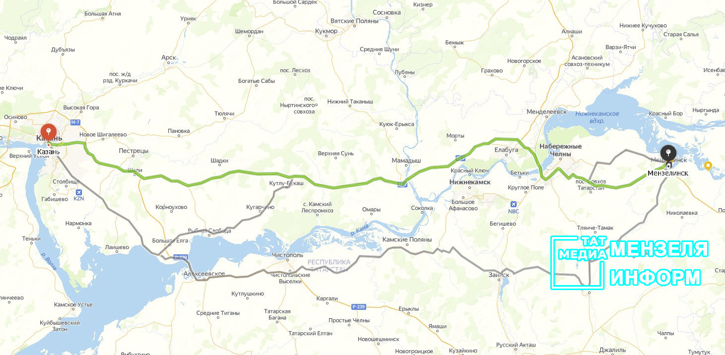 Трасса м7 казань набережные челны карта
