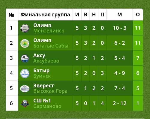Мензелинская команда «Олимп» -  победители Первенства РТ по футболу