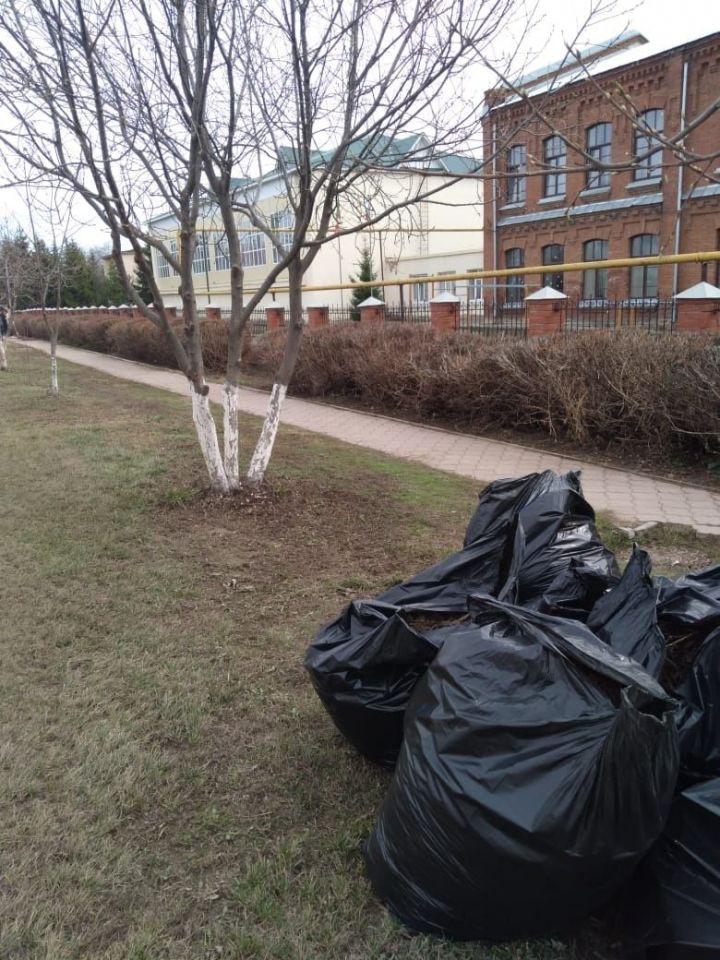 Черные мешки с мусором стоят вдоль дорог города Мензелинска. Кто их уберет?