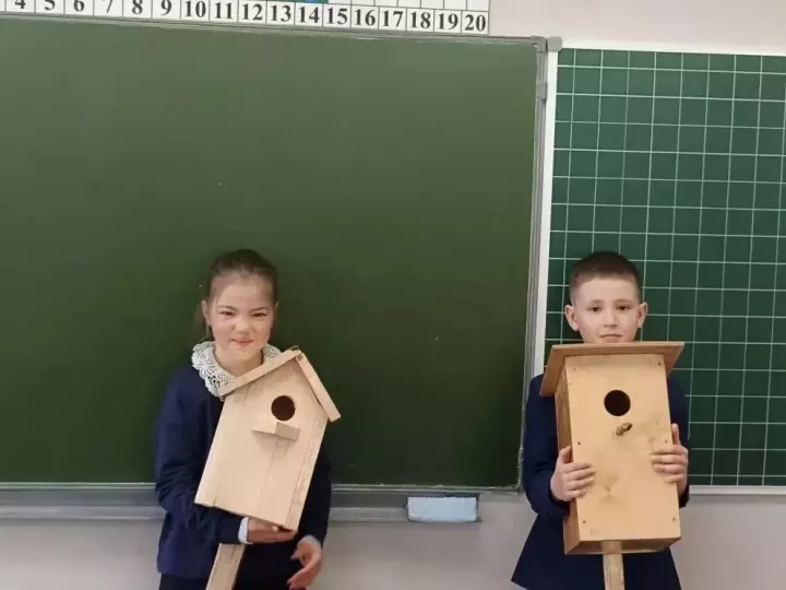 Юнармейцы первой школы подарили птицам новые домики